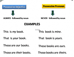 examples of possessive adjective and possessive pronoun