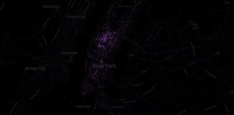 (Peta Manhattan, New York untuk Pengguna Blackberry | credit: Mapbox; dailymail.uk)