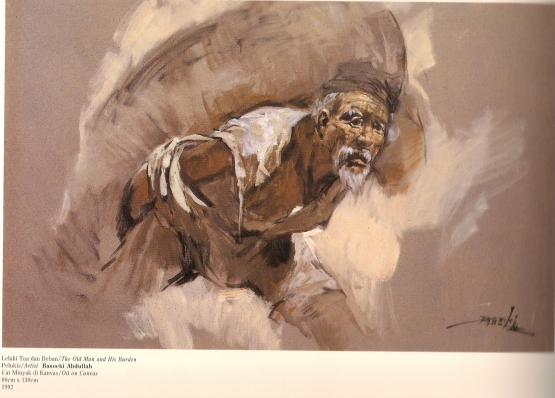 Repro Lukisan Lelaki Tua dan Beban Karya Basoeki Abdullah