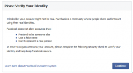 Facebook meminta kita untuk verifikasi identitas