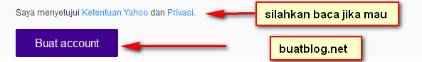membaca privasi lalu klik buat akun