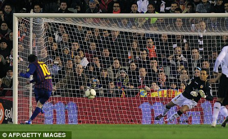 Diego Alves dived to his left to stop Messis 56th-minute spot kick