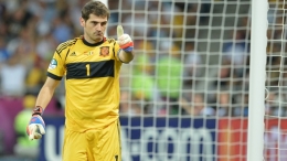Iker Casillas of Spain gestures during the UEFA EURO 2012 final against Italy
