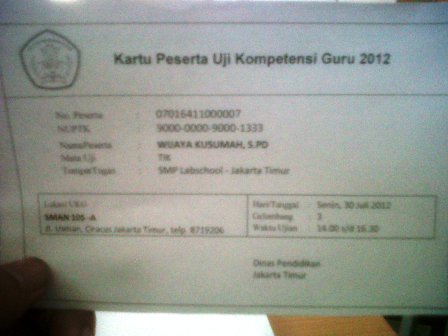 Kart Peserta UKG Online