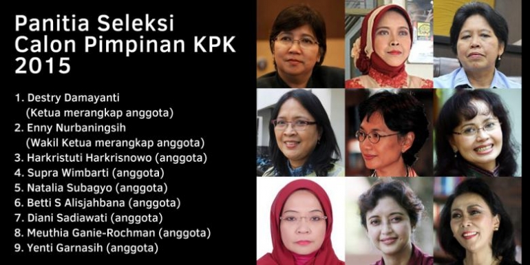 Tim Panitya Seleksi Pimpinan Komisi Pemberantasan Korupsi yang semuanya di isi oleh Perempuan | kompas.com