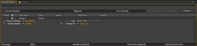 After Effect Effects Render Queue 2