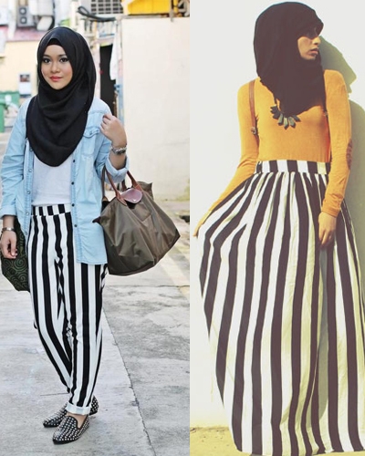 Mau Tampil Stylish dengan Hijab dan Motif Belang belang Mau Tampil Stylish dengan Hijab dan Motif Belang belang