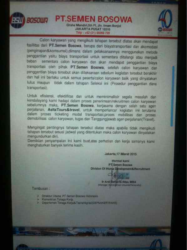 Penipuan di Balik Rekrutmen Karyawan Semen Bosowa oleh ...