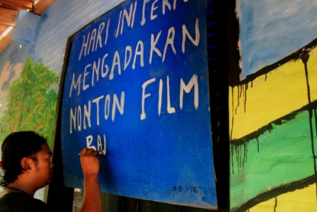 Persiapan pemutaran film di Deaf Art Community/Dok-Bioscil